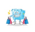 Ice cube shoping mascot. cartoon vector
