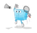 Ice cube smash at badminton cartoon. cartoon mascot vector