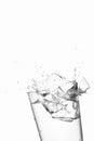 Ice cube splash on water broken glass Royalty Free Stock Photo