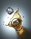 Ice cube splashing in a glass full of liquid Royalty Free Stock Photo