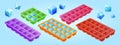 Ice cube tray. Frozen water mold icon isolated