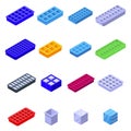 Ice cube trays icons set, isometric style Royalty Free Stock Photo