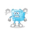 Ice cube very angry mascot. cartoon vector