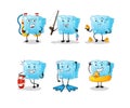 Ice cube water activity group. cartoon mascot vector