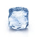 Ice cube with water drops close-up isolated Royalty Free Stock Photo