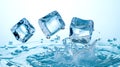 ice cube and water splash on blue background. Refreshment Concept Royalty Free Stock Photo