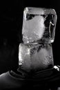 Ice cubes on black background. Low key photo Royalty Free Stock Photo