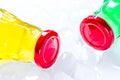 ice cubes and bright bottles on white background mock up Royalty Free Stock Photo