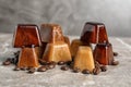 Ice cubes and coffee beans on table Royalty Free Stock Photo