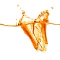 Ice cubes dropped into orange water with splash isolated Royalty Free Stock Photo