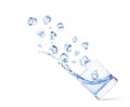 Ice Cubes Falling In Cold Water With Splash of a clear glass Royalty Free Stock Photo