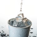 Ice falling into cup isolated on white background Royalty Free Stock Photo