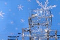 Ice Cubes in Glass - BlueSnowflake Background