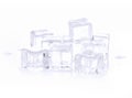Ice cubes isolated on whited background Royalty Free Stock Photo