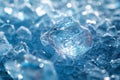 Ice cubes melting on blue surface with water droplets nature wallpaper background Royalty Free Stock Photo
