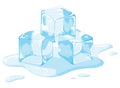 Ice Cubes Melting Cold Water Puddle Royalty Free Stock Photo