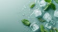 Ice Cubes and Mint Leaves. AI generated Royalty Free Stock Photo