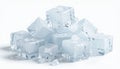 Ice Cubes Piled on White Surface with Shimmering Edges and Glacial Texture Displaying Freshness and Coolness