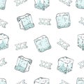 Ice cubes seamless pattern.