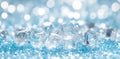 Ice Cubes Shine on Blue Background, a Frosty Scene with Light Royalty Free Stock Photo