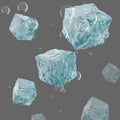 Ice Cubes, Soda, Ice. Fresh realistic background