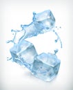 Ice cubes and a splash of water Royalty Free Stock Photo