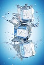Ice Cubes In Splashing - Cold And Refreshment Royalty Free Stock Photo