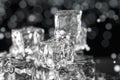 Ice cubes stacked each other with black background, 3d rendering