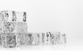 Ice cubes stacked each other with white background, 3d rendering