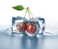 ice cubes and sweet cherry