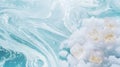 Ice cubes on turquoise marble background Royalty Free Stock Photo