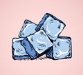 Ice cubes. Vector drawing Royalty Free Stock Photo