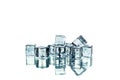 Ice cubesand and reflecti on on white background Royalty Free Stock Photo