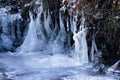 Icicles in a ditch in a German forest Royalty Free Stock Photo