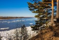 Ice drift along the Tom river. Tomsk.