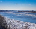Ice drift along the Tom river. Tomsk.