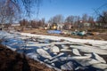 Ice drift on the Kamenka River Royalty Free Stock Photo