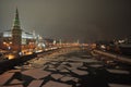 ice drift and Moscow river with view on the Kremlin Royalty Free Stock Photo