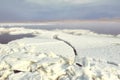 Ice drift on the river. End of winter. Huge white ice floes crack.Spring is coming. Royalty Free Stock Photo