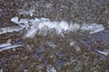 Ice drift on the river. Melting ice on the river has a crystalline structure. Royalty Free Stock Photo