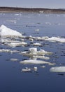 Spring landscape with ice floes Royalty Free Stock Photo