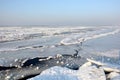 Ice drift on the river in the spring time. Royalty Free Stock Photo