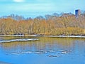 Ice drift on the spring river, Nizhny Novgorod, Russia