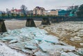 Ice drifting on the river