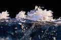 Ice edge with frozen ice crystals a cold winter day Royalty Free Stock Photo