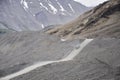 Ice Explorer Snow coaches on the Athabasca Glacier. Royalty Free Stock Photo