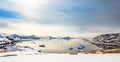 Ice fields and drifting Icebergs at the Ilulissat fjord