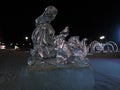 Ice figure of a maiden with a bird on the streets of Norilsk