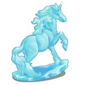 Ice figurine magical unicorn. Vector isolated