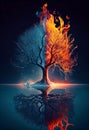 ice and fire tree Royalty Free Stock Photo